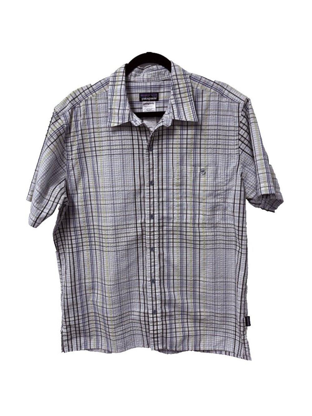 PATAGONIA SHIRT BUTTON UP PUCKERWARE PLAID SEERSUCKER MENS L GORPCORE OUTDOOR